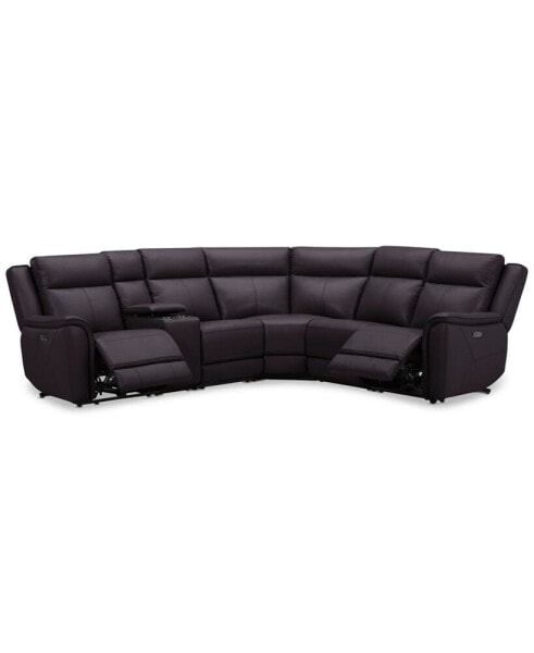 Addyson 117" 6-Pc. Leather Sectional with 2 Zero Gravity Recliners with Power Headrests and 1 Console, Created for Macy's