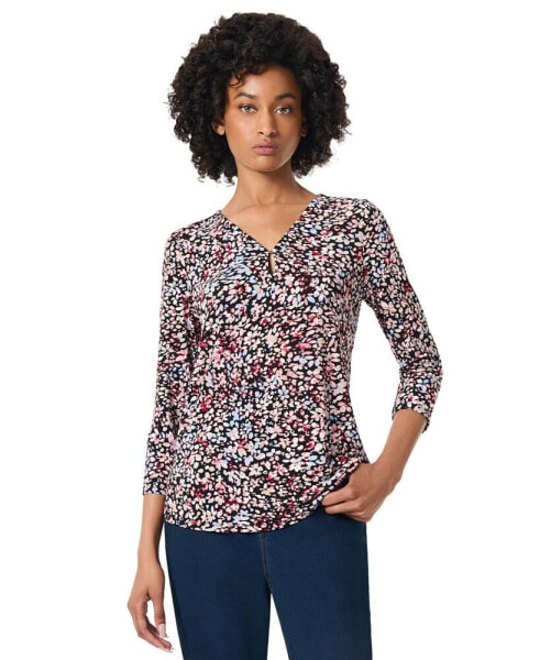 Women's Printed Moss Crepe 3/4-Sleeve Top