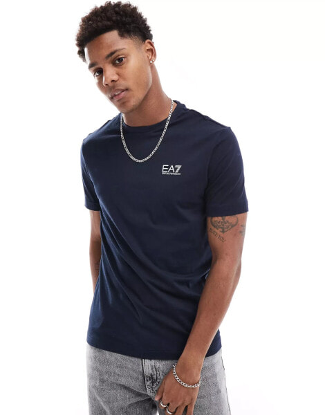 EA7 t-shirt with chest logo in navy