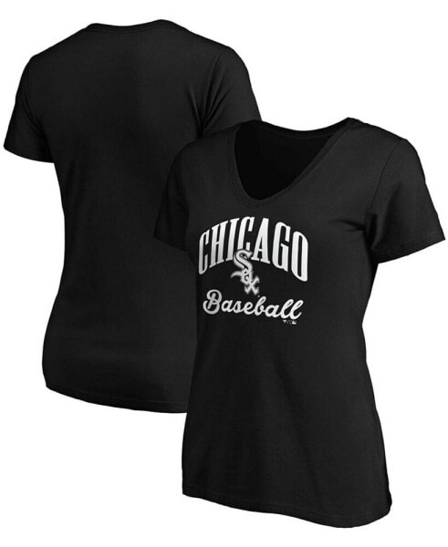 Women's Black Chicago White Sox Victory Script V-Neck T-shirt