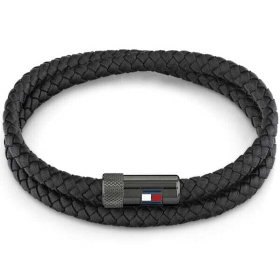 Black leather bracelet with steel clasp Casual Core 2790262