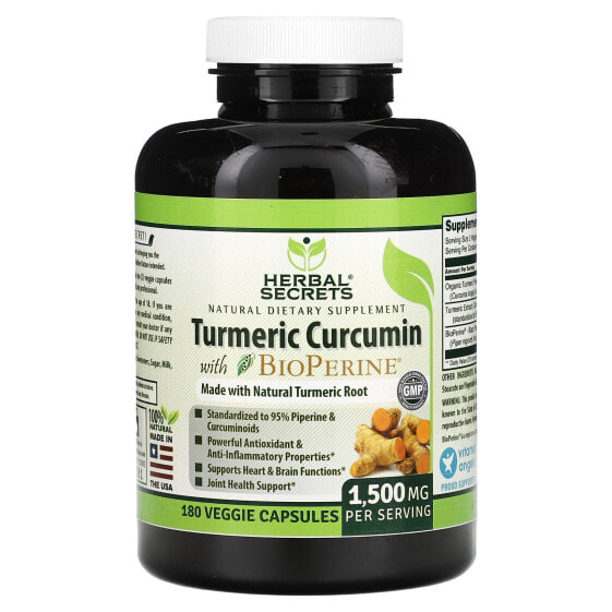 Turmeric Curcumin with BioPerine, 2,250 mg, 180 Veggie Capsules (750 mg Per Serving)