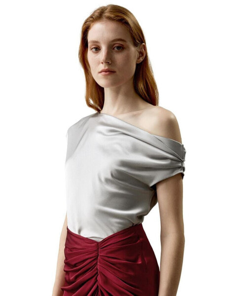 Women's Boat Neck Silk Top