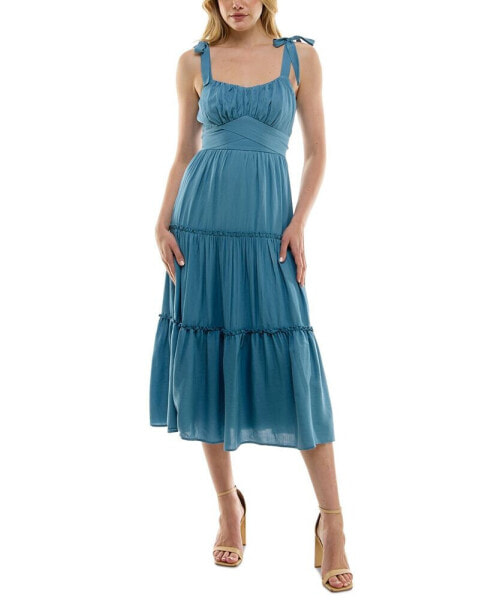 Women's Tied Ruffle Fit & Flare Midi Dress