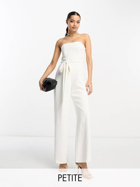 Forever New Petite strapless jumpsuit in ivory