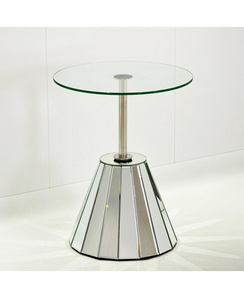 Stunning Mirrored Coffee Table with Round Tempered Glass Top