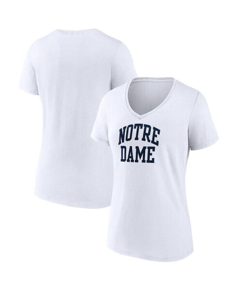 Women's White Notre Dame Fighting Irish Basic Arch V-Neck T-shirt