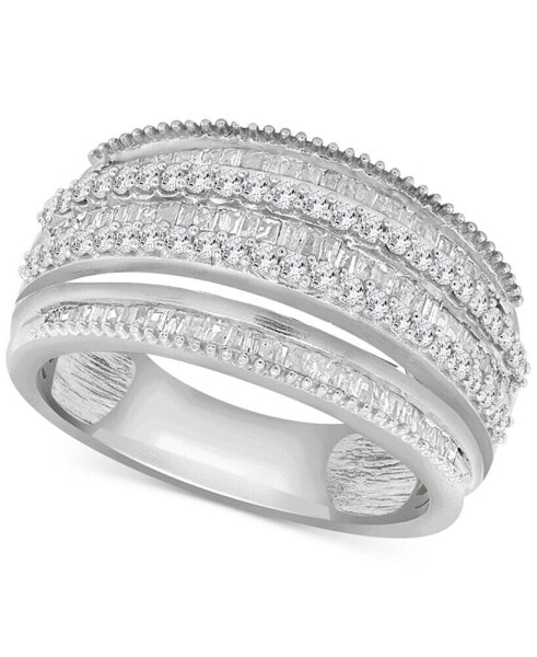 Diamond Multirow Statement Ring (3/4 ct. t.w.) in Sterling Silver