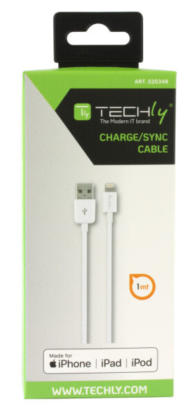 IC Intracom Techly ICOC-APP-8WHTY2 - 1 m - Lightning - USB A - Male - Male - White