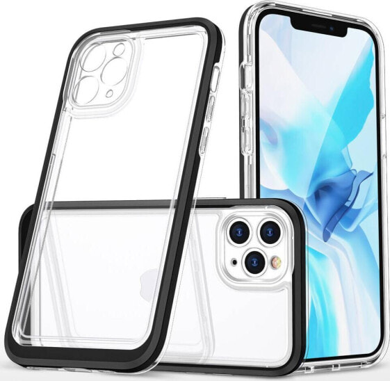 Hurtel Clear 3in1 etui do iPhone 11 Pro Max żelowy pokrowiec z ramką czarny