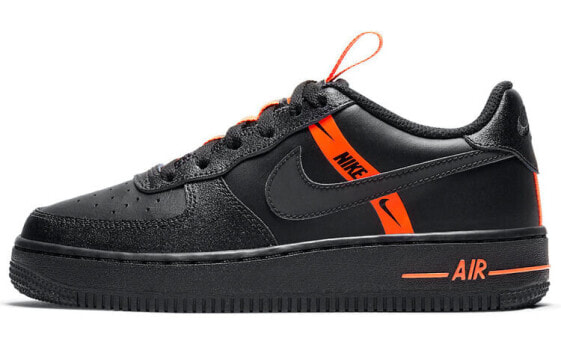 Кроссовки Nike Air Force 1 Low GS черно-оранжевые.