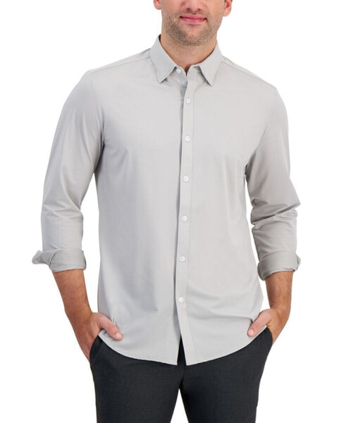 Men's Alfatech Yarn-Dyed Long Sleeve Performance Shirt, Created for Macy's