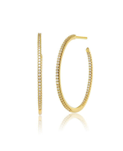 Серьги Genevive Open Hoop  Silver Gold