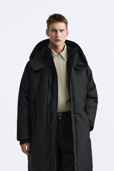 Quilted parka with a detachable hood