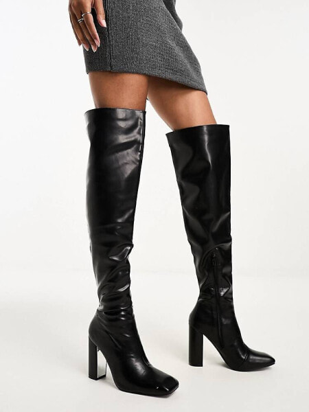 Public Desire Lasta over the knee heeled boots in black