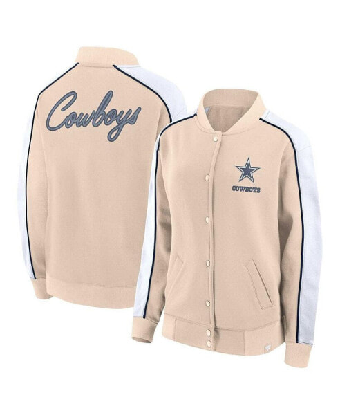 Women's Tan Dallas Cowboys Lounge Full-Snap Varsity Jacket