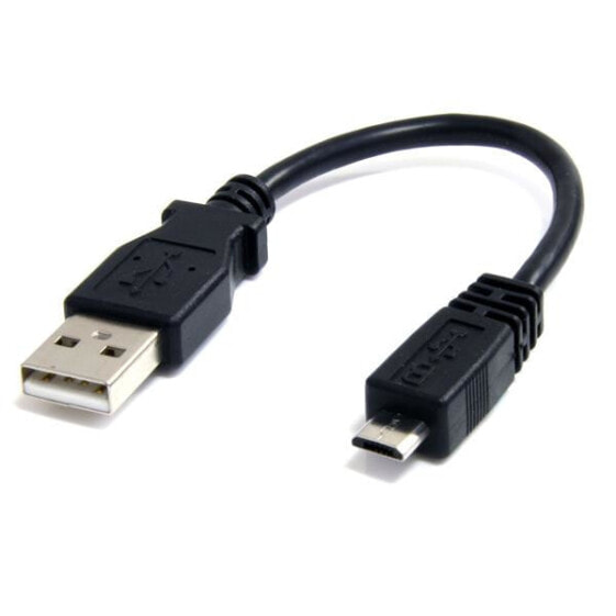 StarTech.com 6in Micro USB Cable - A to Micro B - 0.1524 m - USB A - Micro-USB B - Male/Male - 480 Mbit/s - Black