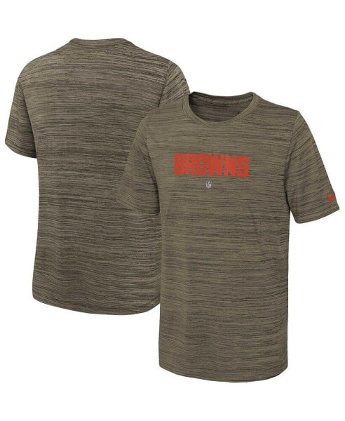 Big Boys Brown Cleveland Browns Sideline Velocity Performance T-shirt