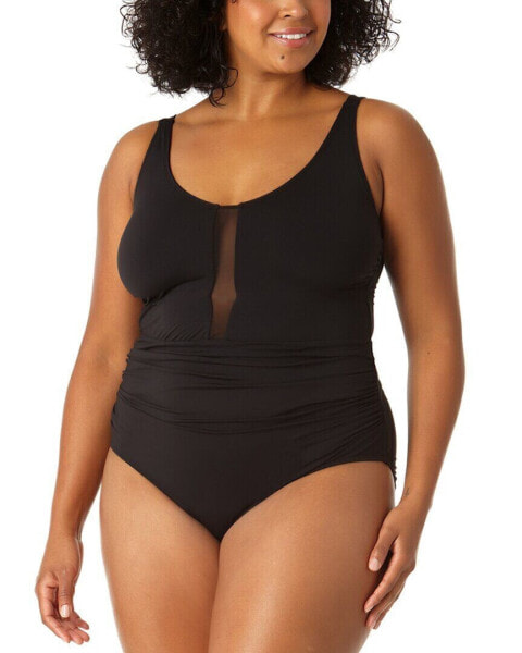 Anne Cole Plunge Mesh Insert One-Piece Women's