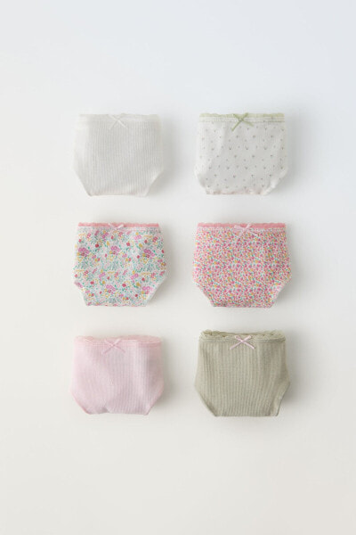 2-14 years/ pack of six floral briefs