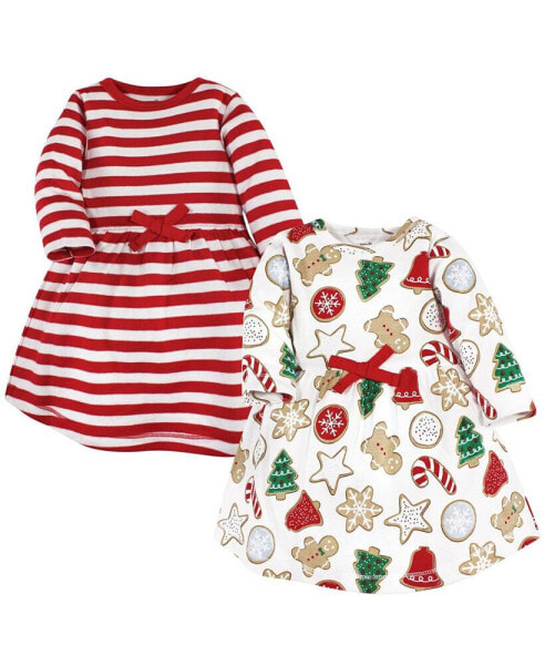 Little Girls Organic Cotton Long-Sleeve Dresses, Christmas Cookies