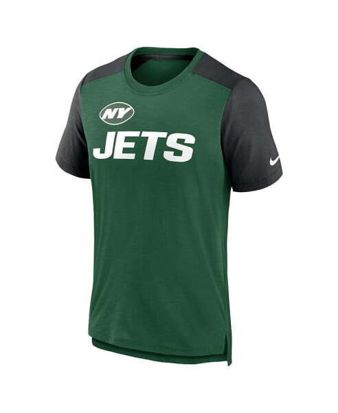 Men's Nike Heathered Green/Heathered Black New York Jets Color Block Team Name T-Shirt Size: Small