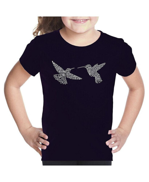 Girls Hummingbirds Word Art T-Shirt