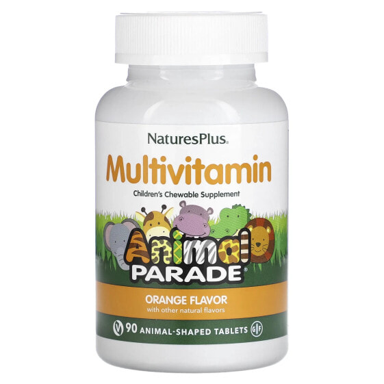 Мультивитамин для детей NaturesPlus, Animal Parade, Жевательные таблетки, Разнообразные формы, 90 штук