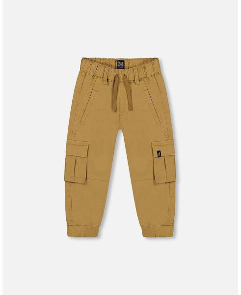 Big Boys Stretch Twill Cargo Jogger Pants Dark Beige