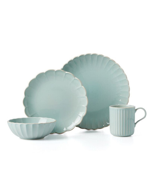 French Perle Scallop 4 Piece Place Setting