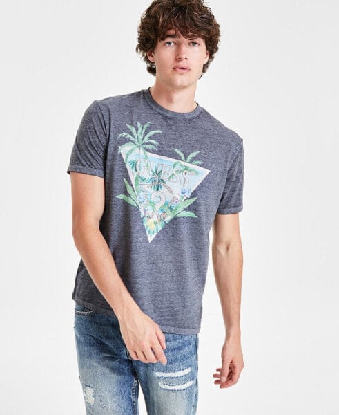 Men's Triangle Palm Tree Logo Graphic T-Shirt