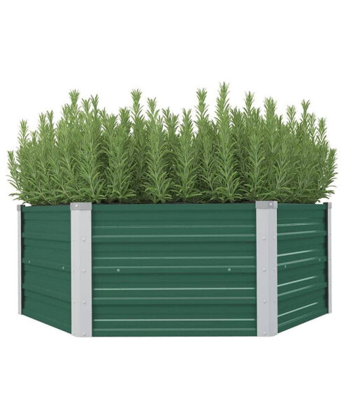 Raised Garden Bed 50.8"x50.8"x18.1" Galvanized Steel Green