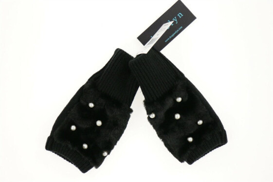 JOCELYN 270273 Women's Black Faux Fur Embellished Mittens Size OS