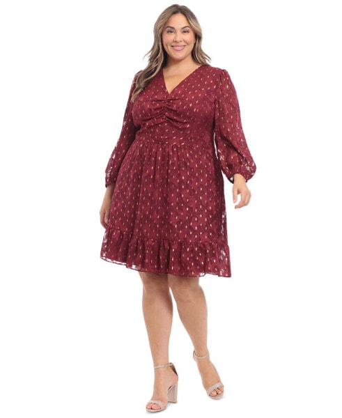 Plus Size Clip-Dot Fit & Flare Dress