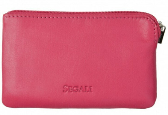 Leather mini wallet-key ring 7289 pink