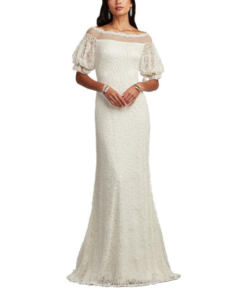 Women's Whelan Embroidered Puff-Sleeve Gown