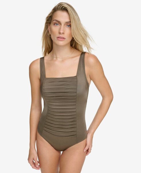 Pleated One-Piece Swimsuit,Created for Macy's