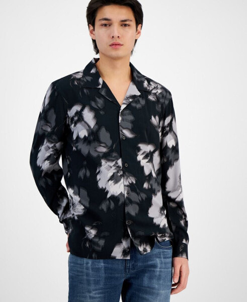 Men's Camp-Collar Floral Shirt, Created for Macy's