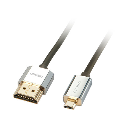 Кабель HDMI высокоскоростной Lindy CROMO Slim A/D - 2м - HDMI тип A (стандартный) - HDMI тип D (микро) - 3840 x 2160 пикселей - 3D - черный