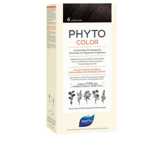 Phyto PhytoColor Permanent Color 4 Стойкая краска для волос, с растительными пигментами, оттенок каштановый