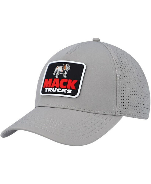 Men's Gray Mack Trucks Super Tech Valin Trucker Snapback Hat
