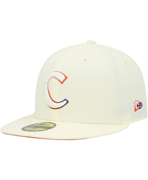 Men's White Clemson Tigers Chrome Color Dim 59FIFTY Fitted Hat