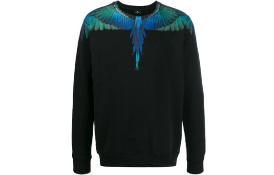 Marcelo Burlon Blue Wings Crew Sweat 蓝绿翅膀圆领卫衣 男款 黑色 / Толстовка Marcelo Burlon Blue CMBA009F195060061088