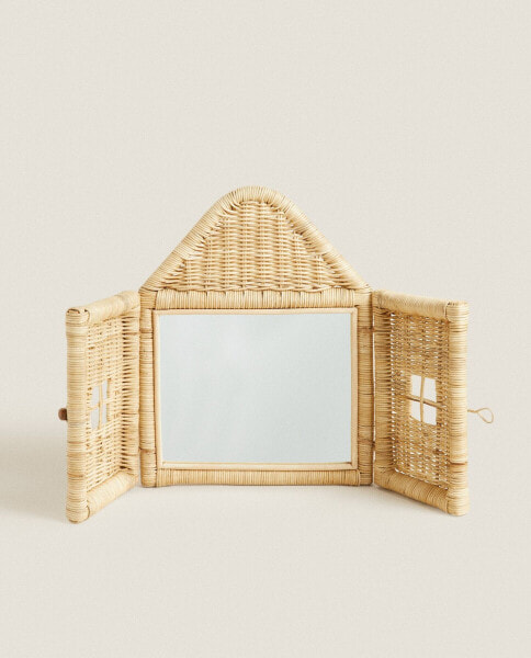 Kids’ rattan house wall mirror