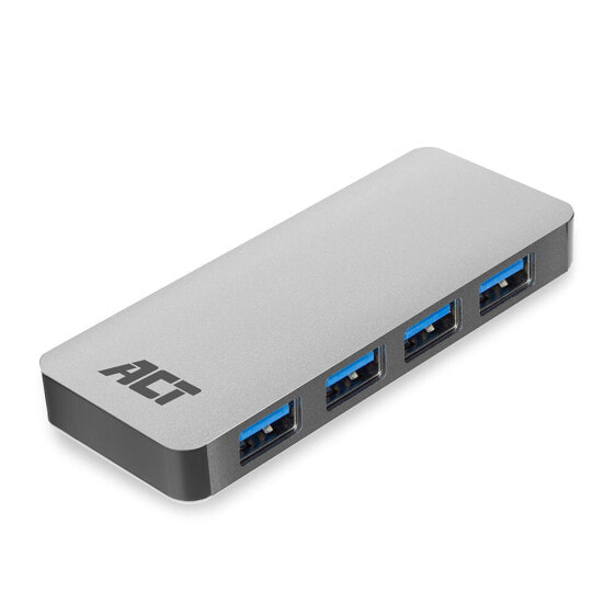ACT AC6120 USB Hub 3.2 - 4x USB-A ports - USB 3.2 Gen 1 (3.1 Gen 1) Micro-B - USB 3.2 Gen 1 (3.1 Gen 1) Type-A - 5000 Mbit/s - Grey - Aluminium - 0.5 m