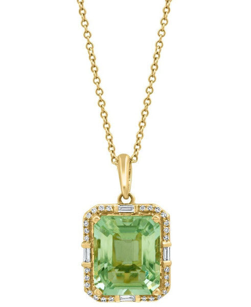 EFFY® Green Quartz (5-1/3 ct. t.w.) & Diamond (1/5 ct. t.w.) 18" Pendant Necklace in 14k Gold