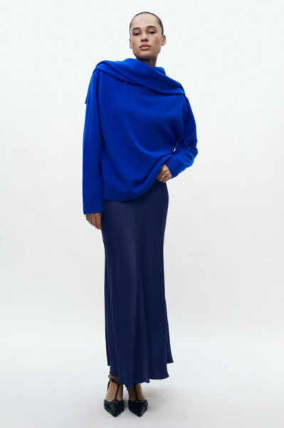 Zw collection satin midi skirt