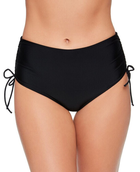 Solid Shirred-Side High-Waist Bikini Bottoms, Created for Macy's