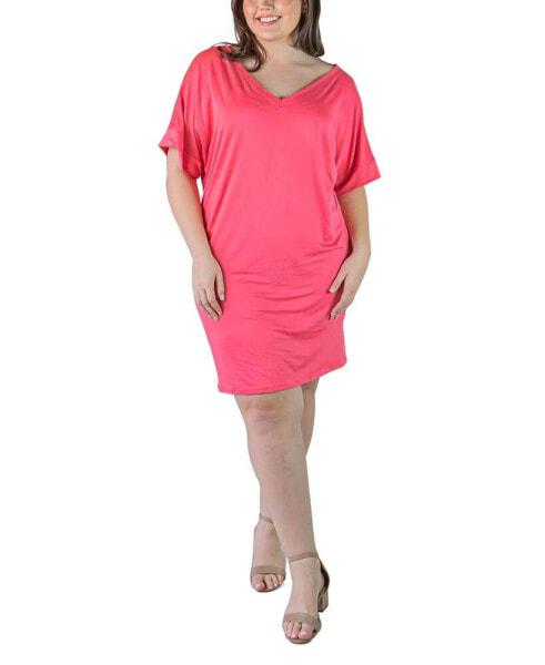 Plus Size Loose Fit V-Neck T Shirt Dress