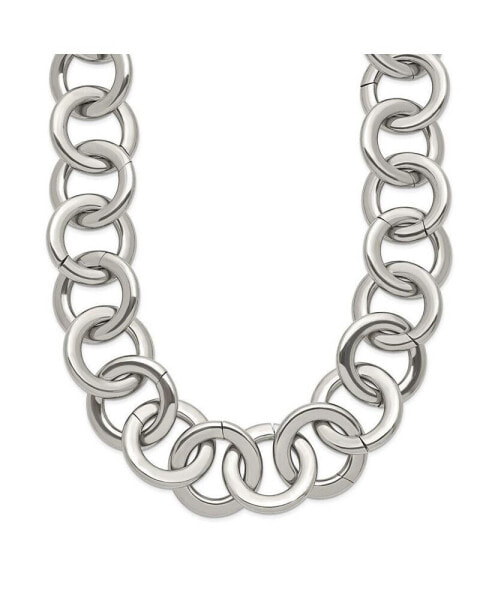 Chisel stainless Steel Polished Circle Link 17 inch Necklace